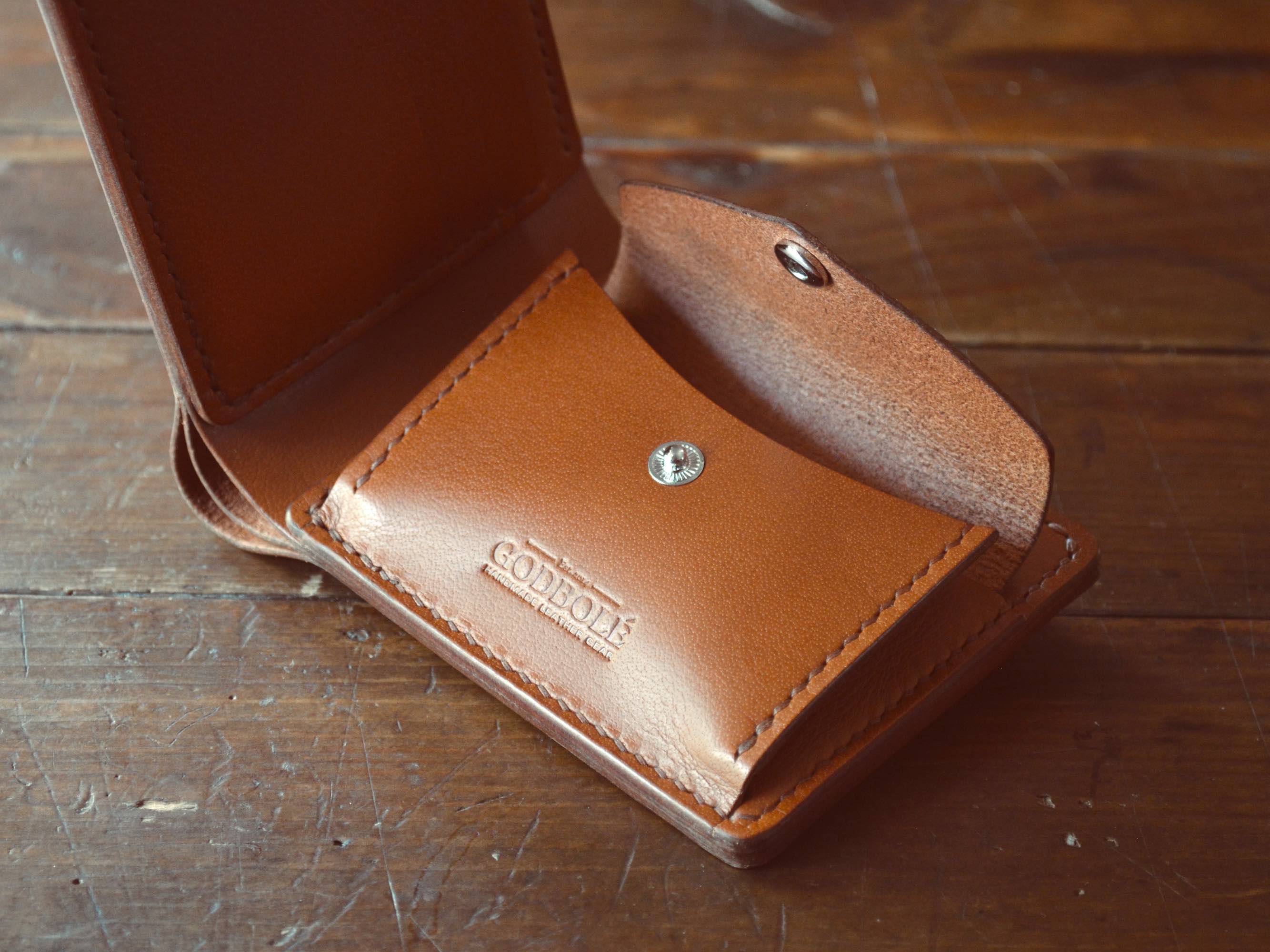 Leather wallet with hot sale coin pouch