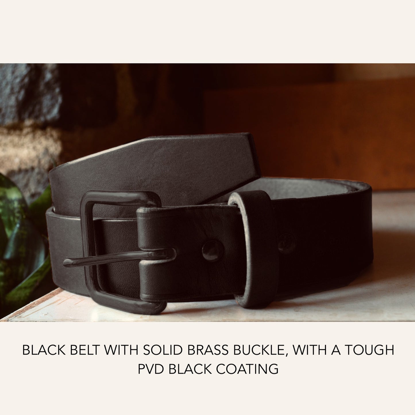 All-Black Lifetime Belts with Black Brass Hardware