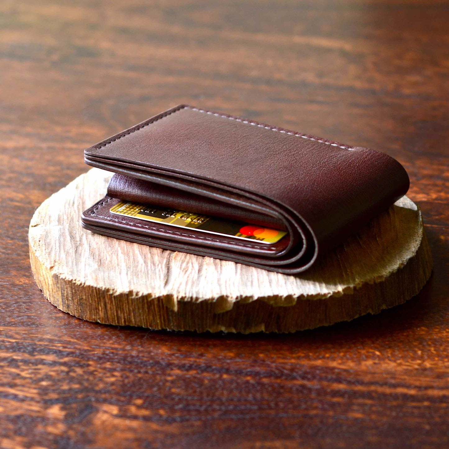 Coin Pocket Wallet No. 1 - Mahogany Textured Leather