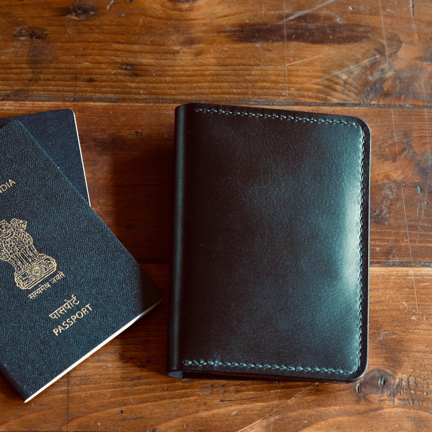 Compact Passport Wallet - Black