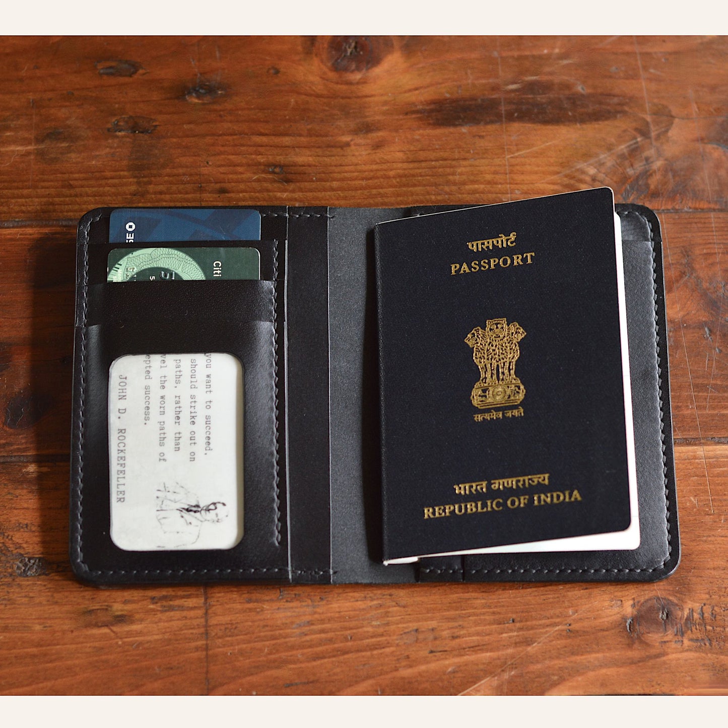 Compact Passport Wallet - Black