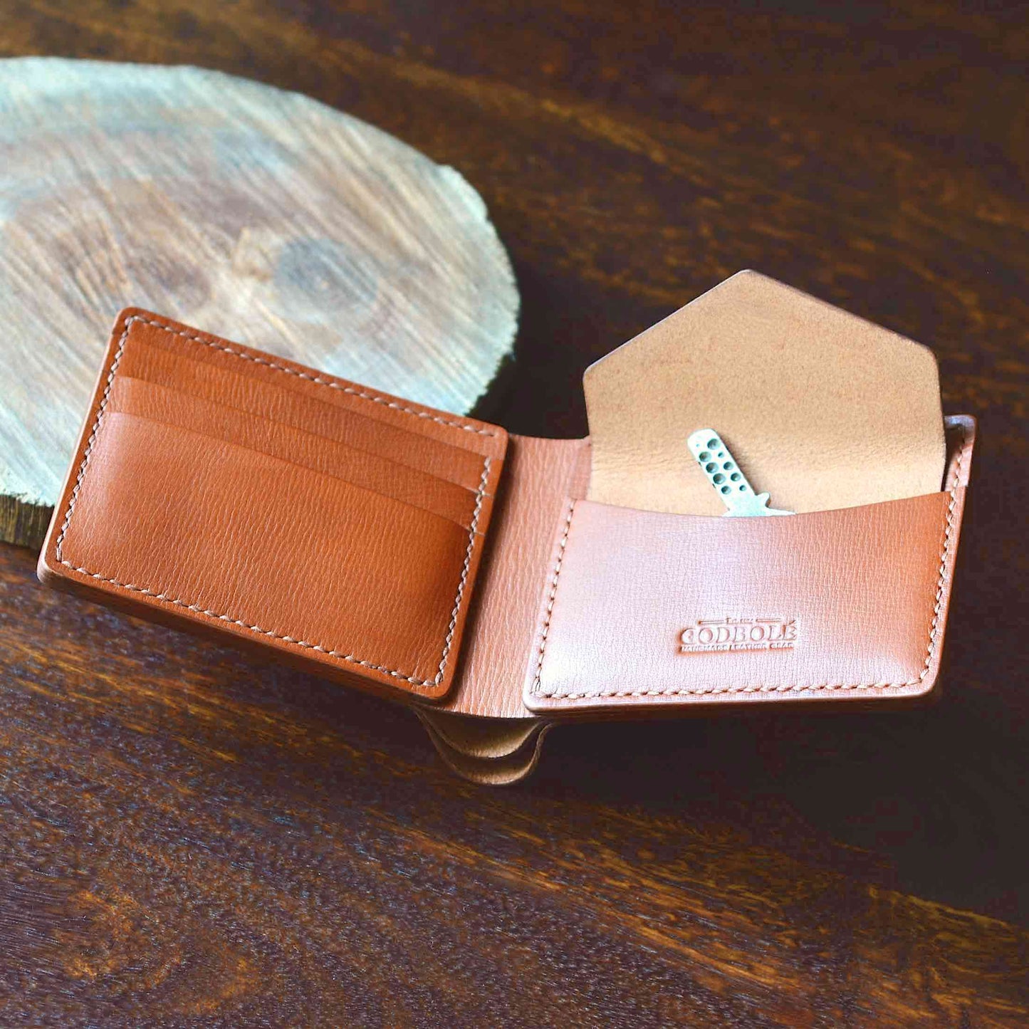 Coin Pocket Wallet No. 1 - Chestnut Textured Leather