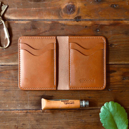 Minimalist Leather Card Wallet Handmade with Full Grain Leather