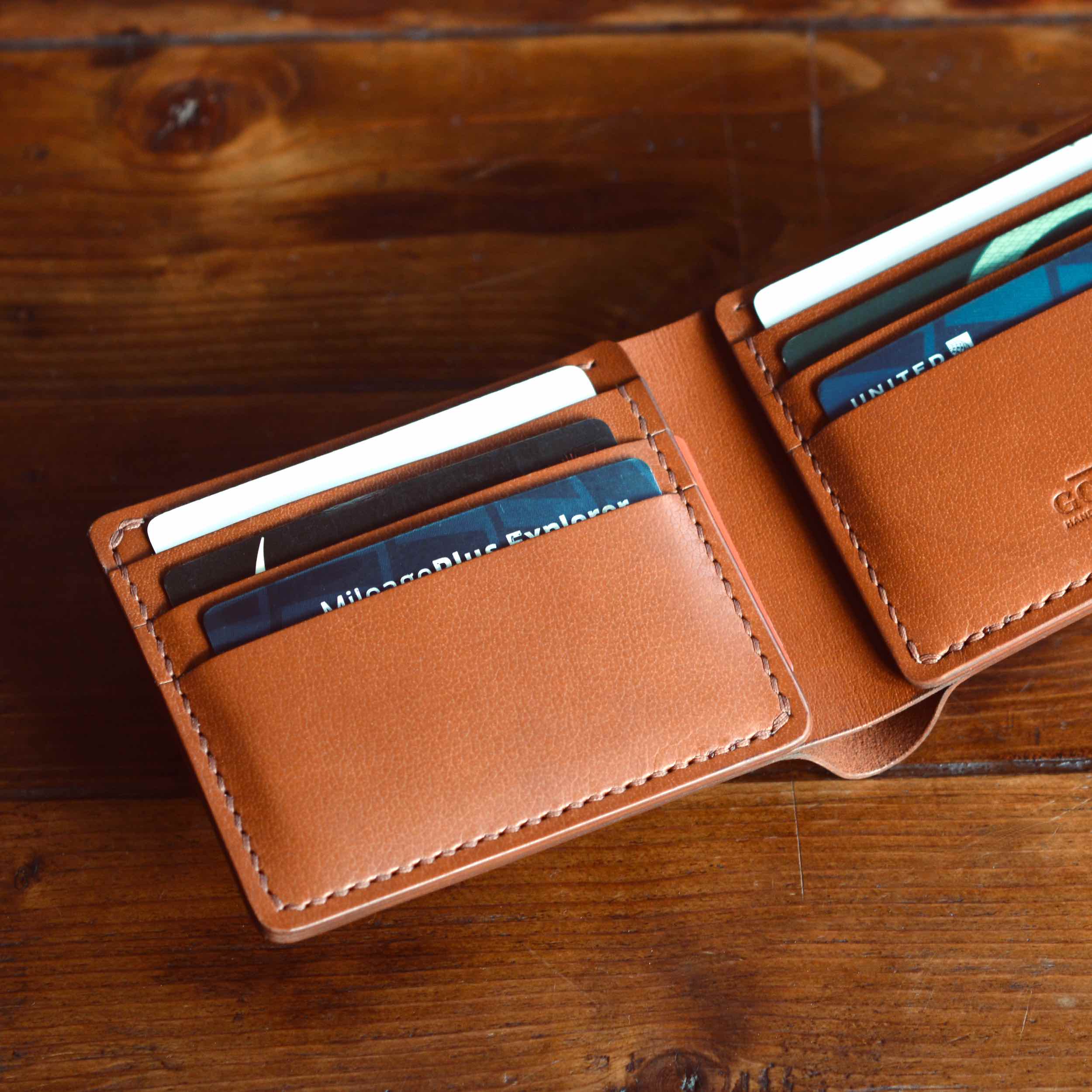 Luxury Men's Leather Wallet in Whisky Patina Brown Boxcalf & Blue Deerskin  by Fort Belvedere