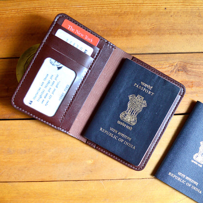 Compact Passport Wallet - Mahogany