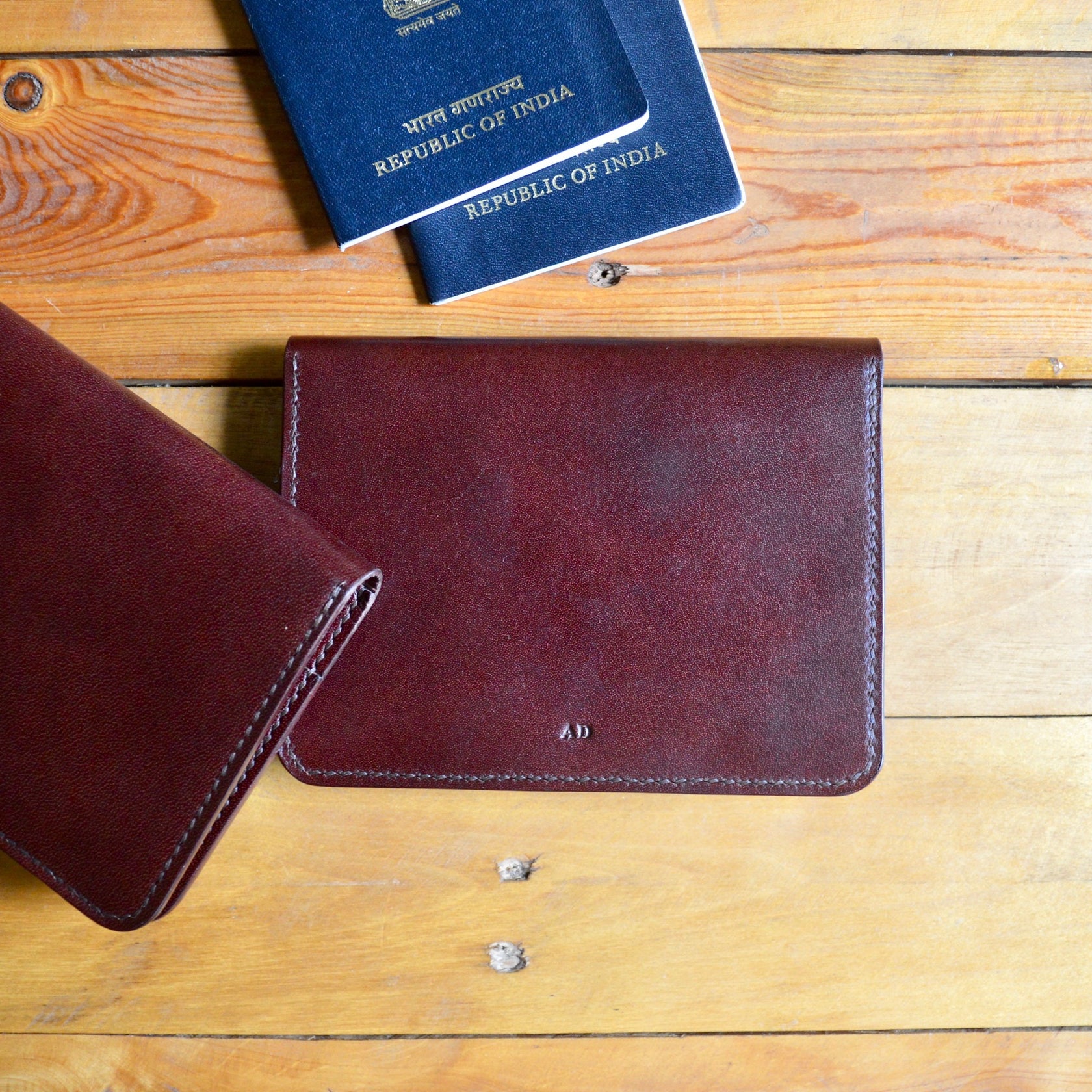 Double Passport Holder in Full Grain Leather Godbole Gear